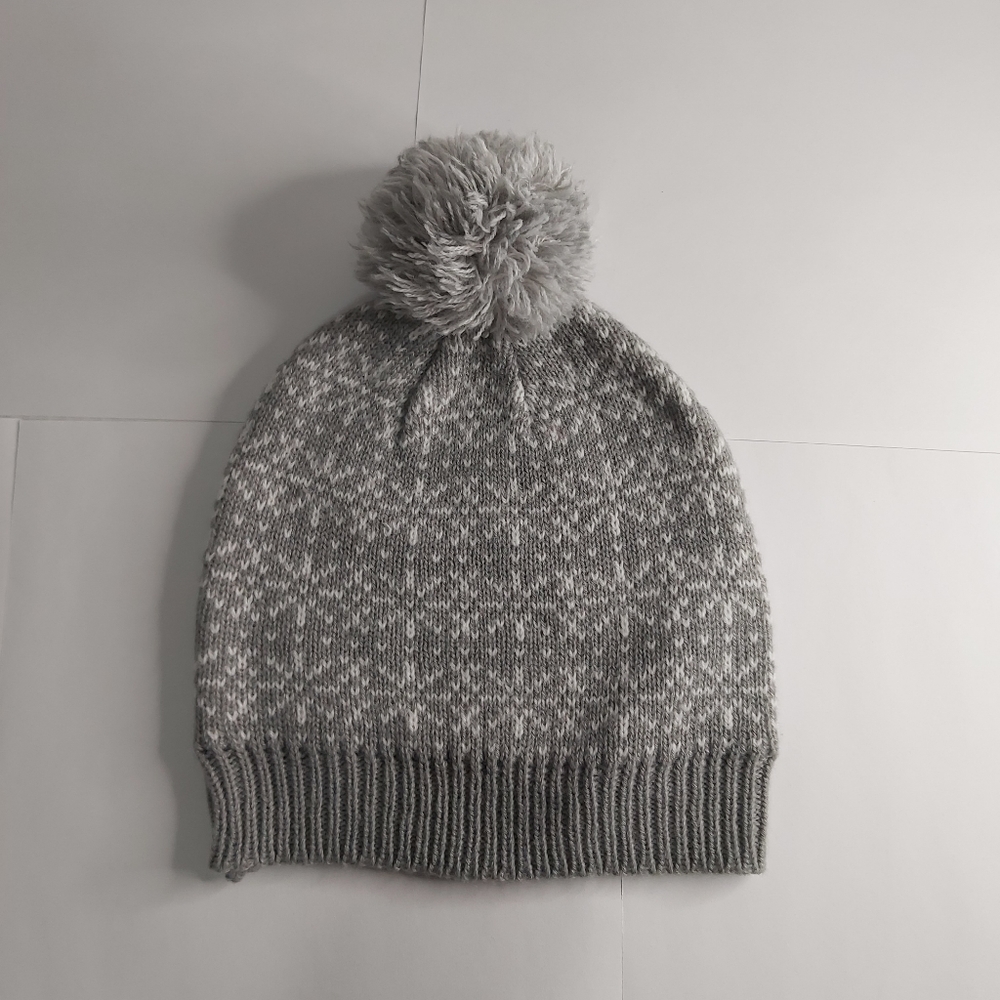 Jessica pompom hat, gray, one size
